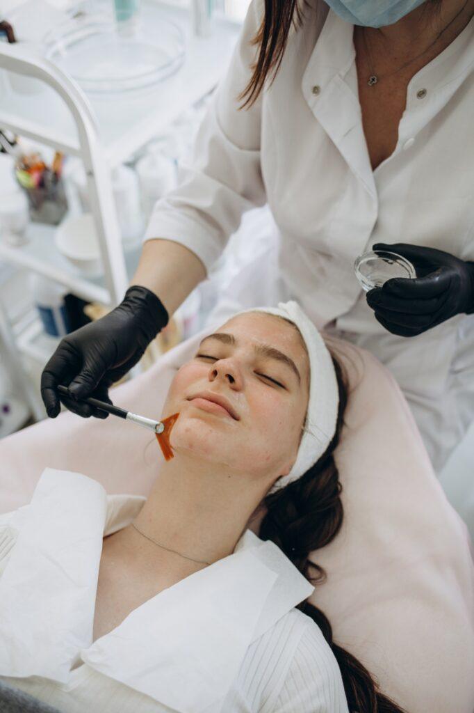Chemical Peel Face Treatment with Retinol Serum.